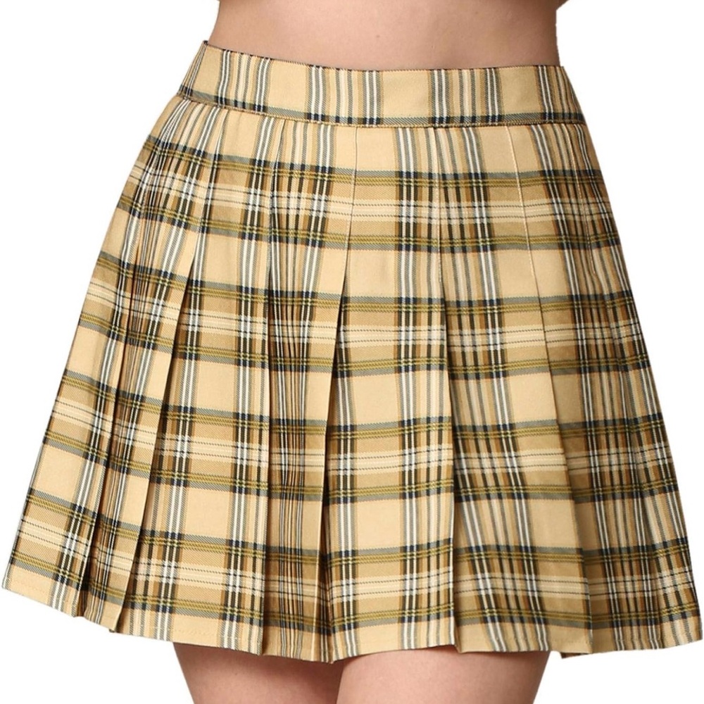 Mini Plaid School Uniform Pleated Skater Tennis Skirt with Lining Shorts